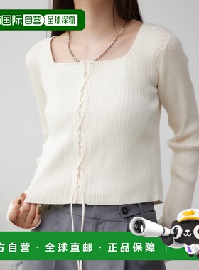 日本直邮AZUL BY MOUSSY 女士前系带短款罗纹针织衫 250HAC70519H