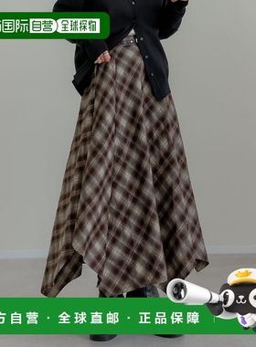 1h可退 日本直邮Re:EDIT 女装 微起毛 格纹不规则半身裙 140013