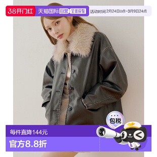 1h可退 日本直邮Chico 女装 仿皮宽松衬衫外套 可拆卸毛领设计 C