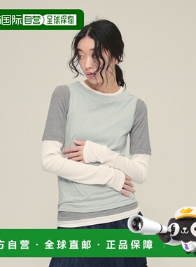 1h可退 日本直邮eL 女装 三层叠穿设计感针织衫 宽松半袖T恤 6412