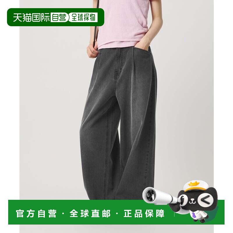 日本直邮塔克宽版牛仔裤 MD灰色直筒裤