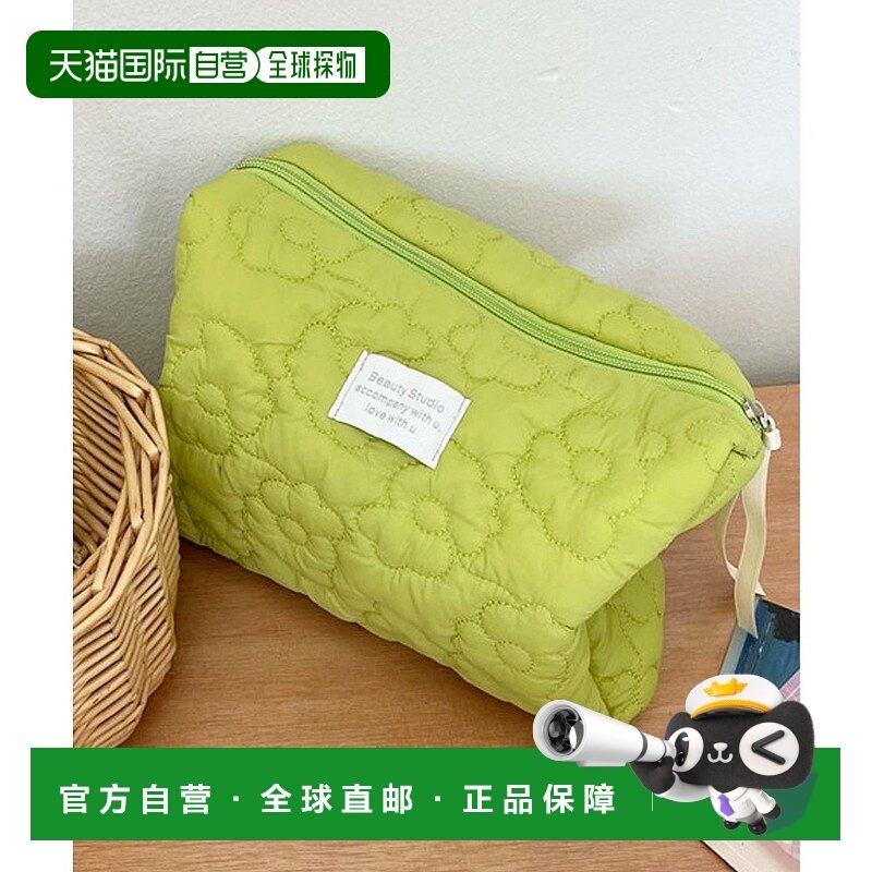 日本直邮florge 大容量花朵绗缝蓬松方形化妆包旅行包 FL8218DW07