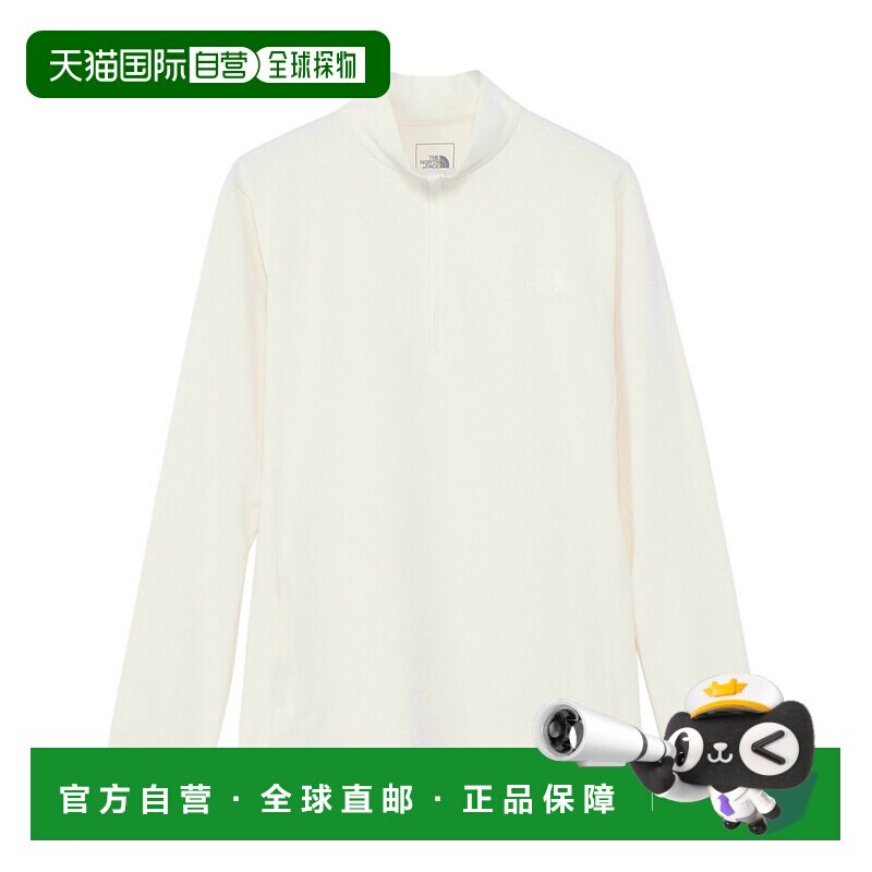 日本直邮北面THE NORTH FACE 纯色半拉链立领长袖T恤 女款 灰白色图片