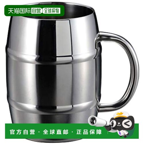 【日本直邮】鹿牌啤酒杯 不锈钢真空双层 桶形600ml不锈钢UE-3498