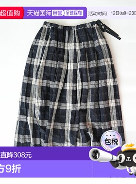 自营｜232168 ina 羊毛格纹塔克裙长裙格纹裙格子下装长款女式