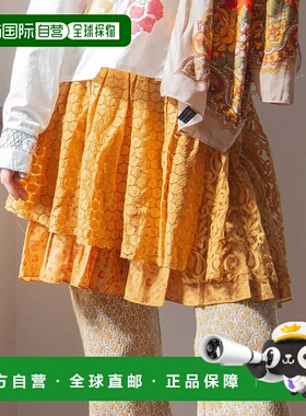 1h可退 日本直邮CAYHANE 女装 蕾丝拼接印花迷你裙 IDS5322半身裙