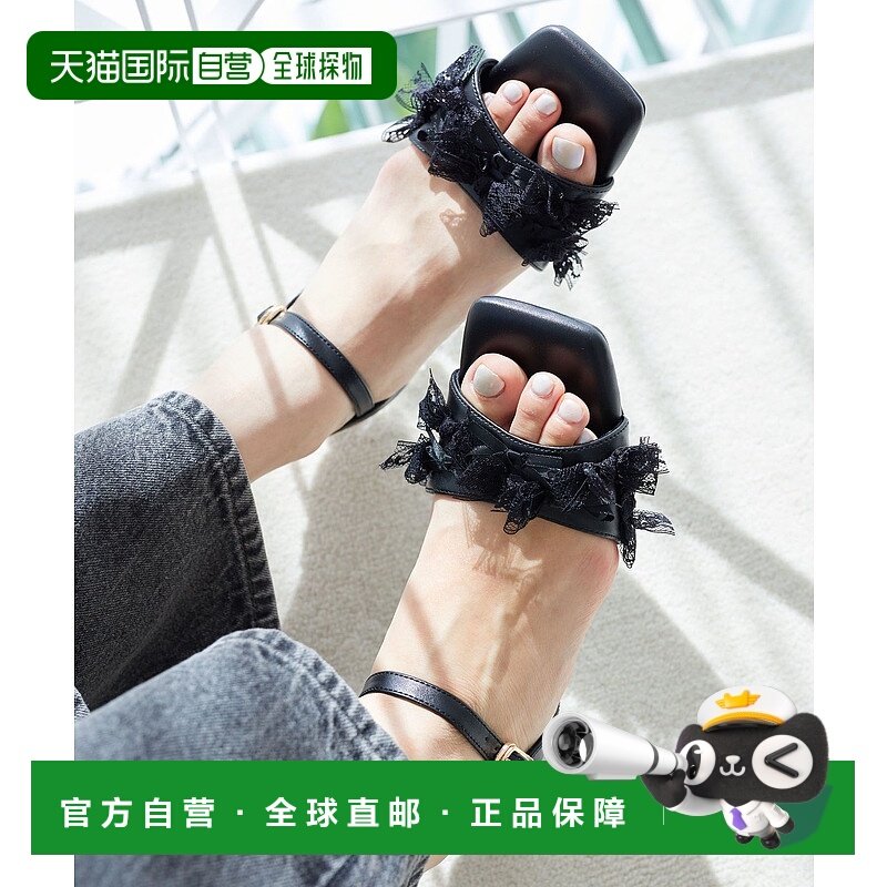 1h可退 日本直邮MAJESTIC LEGON 珍珠透明高跟蝴蝶结凉鞋 1052117