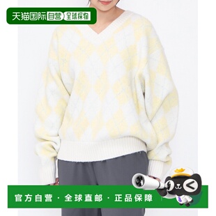 付款1h内可退 日本直邮PUNYUS男女同款V领阿盖尔纹针织衫 PN25AW0