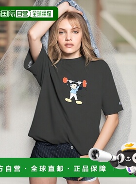 1h可退 日本直邮DISCUS ATHLETIC 女装 夏季全棉米奇印花T恤 2025