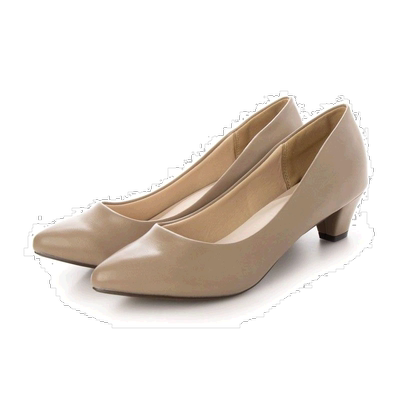 【日本直邮】 Menuemenue4E粗跟尖头高跟鞋（灰色/光滑）女鞋浅口