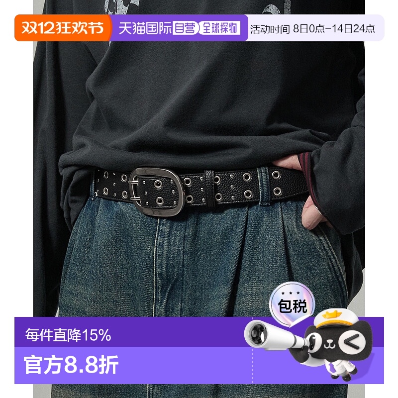 1h可退 日本直邮Alfred Alex 男女同款 大扣双针铆钉孔腰带 AAot9