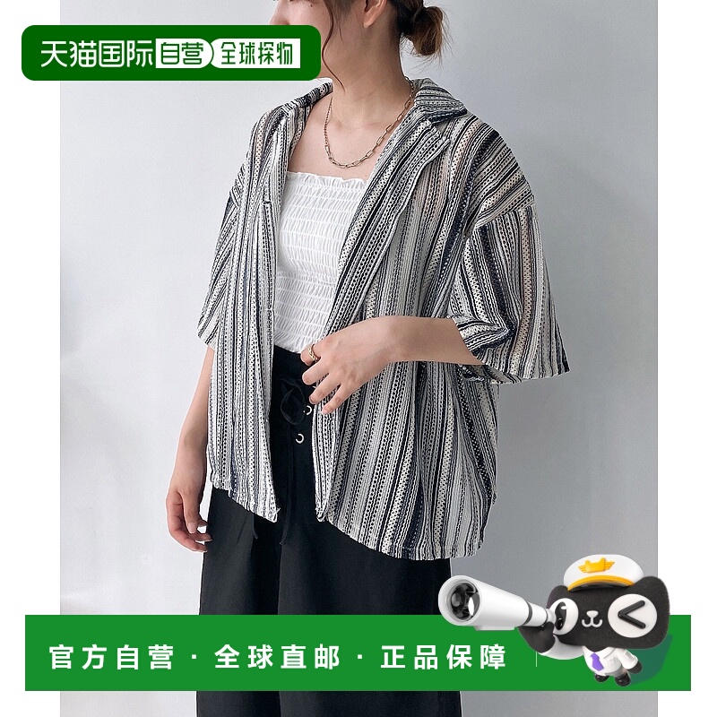 1h可退 日本直邮AS KNOW AS plus 女士网眼开襟短袖衬衫 QB1247