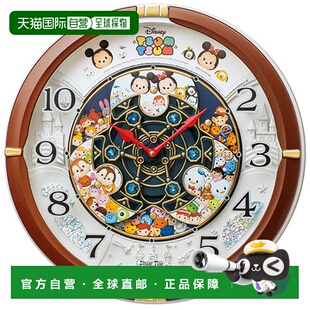 日本直邮SEIKO精工FW588B迪士尼石英挂钟电波挂钟装饰棕色走时准