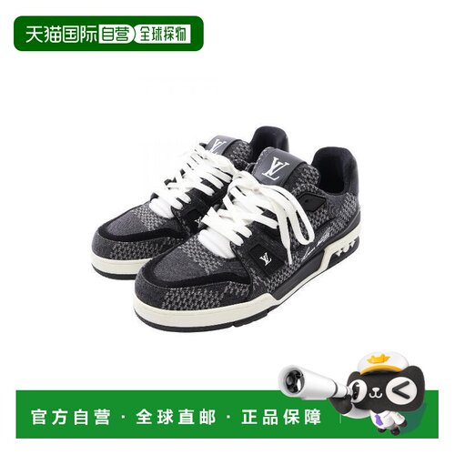 日本直邮中古LV路易威登男A级95新sneakers运动鞋牛仔布鞋灰色