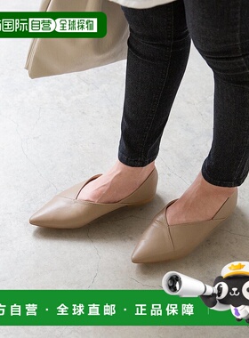 日本直邮Menue 尖头皮 V 领平底鞋 ME8623BW02105 黑色单鞋一脚蹬