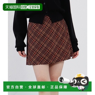 日本直邮archives 型 女装 A字版 可拆卸腰带 格纹迷你裙 1h可退