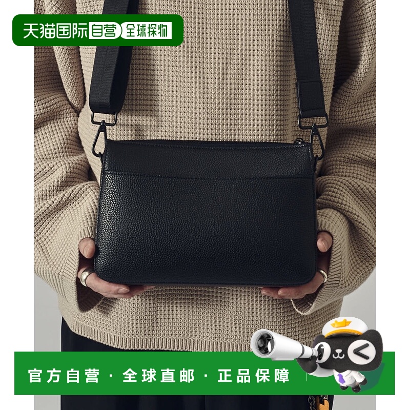 1h可退 日本直邮Lui's 男士 分割皮革风格 单肩包 黑色简约设计 L