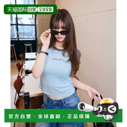 日本直邮muet. 女装 修身配色罗纹短款T恤 209098