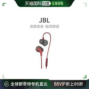 耳机高音质降 JBL耳机IPX5防水带遥控器配备红入耳式 日本直邮