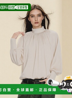 1h可退 日本直邮tiara 女装 2way褶饰领缎面衬衫 A0153FB221