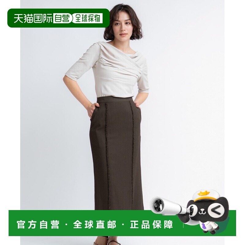 日本直邮Noela 女装 亚麻风格流苏半身裙 5632051a字裙