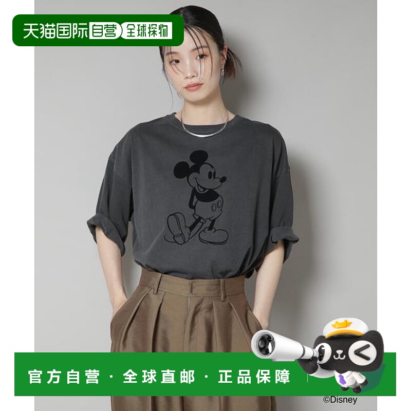 1h可退 日本直邮NANO universe MICKEY MOUSE印花T恤 深灰色短袖