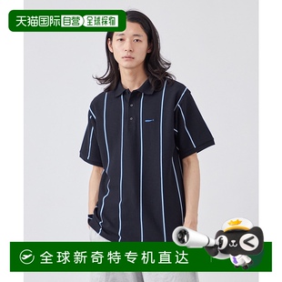 宽松短袖 EARTH 男士 纯棉刺绣条 POLO衫 日本直邮PLANET 1h可退