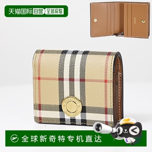 小号格纹双折钱包小巧零钱包Burberry 日本直邮Burberry 格纹皮革