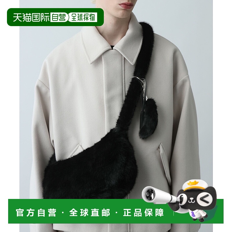 1h可退 日本直邮HARE 男装 半月形仿毛绒单肩包 可拆卸尾饰设计
