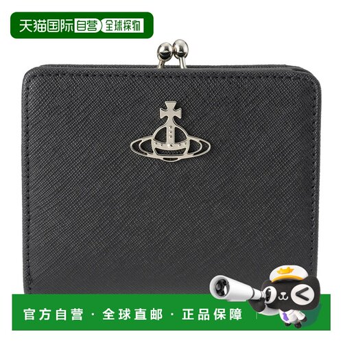 日本直邮Vivienne Westwood 黑色小号Saffiano皮革两折钱包 WALLE