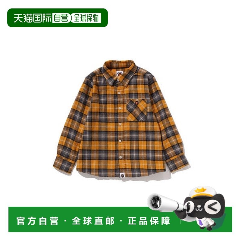 日本直邮A BATHING APE CHECK BABY MILO刺绣印花衬衫 [96800293]