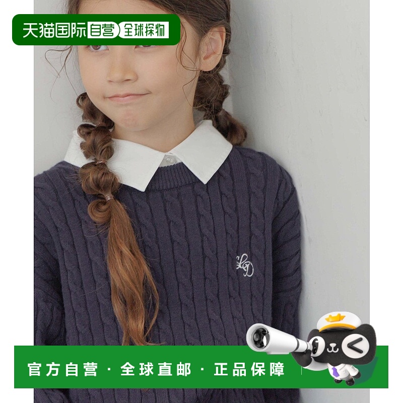 1h可退 日本直邮GLOBAL WORK 儿童女童 宽松刺绣圆领套头针织衫