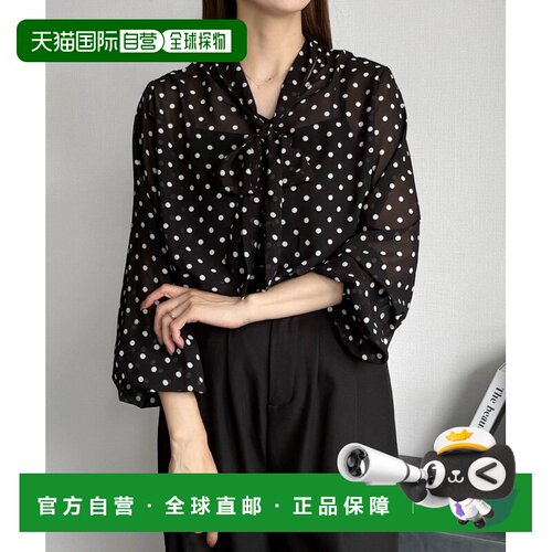 日本直邮Flolia 女装 透视波点蝴蝶结衬衫（配同色吊带） lwtojly