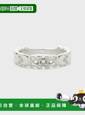 1h可退 日本直邮NOJESS 女士 四叶草镂空设计银饰钻石粉戒 302531