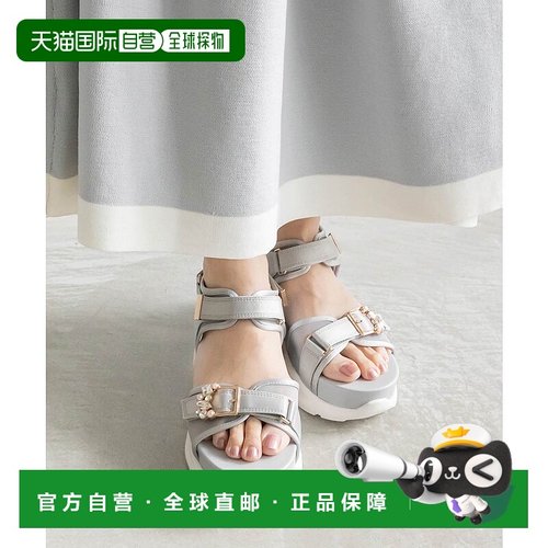 日本直邮RANDA 组合材质可视扣带凉鞋 RA041BW016812 黑色厚底