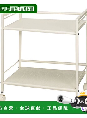 【日本直邮】同志社doshisha 厨房货架车2层带脚轮白色43x29.5x47