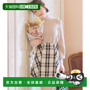 1h可退 日本直邮WILLSELECTION 女装 高腰A字迷你裙 格纹立体褶设