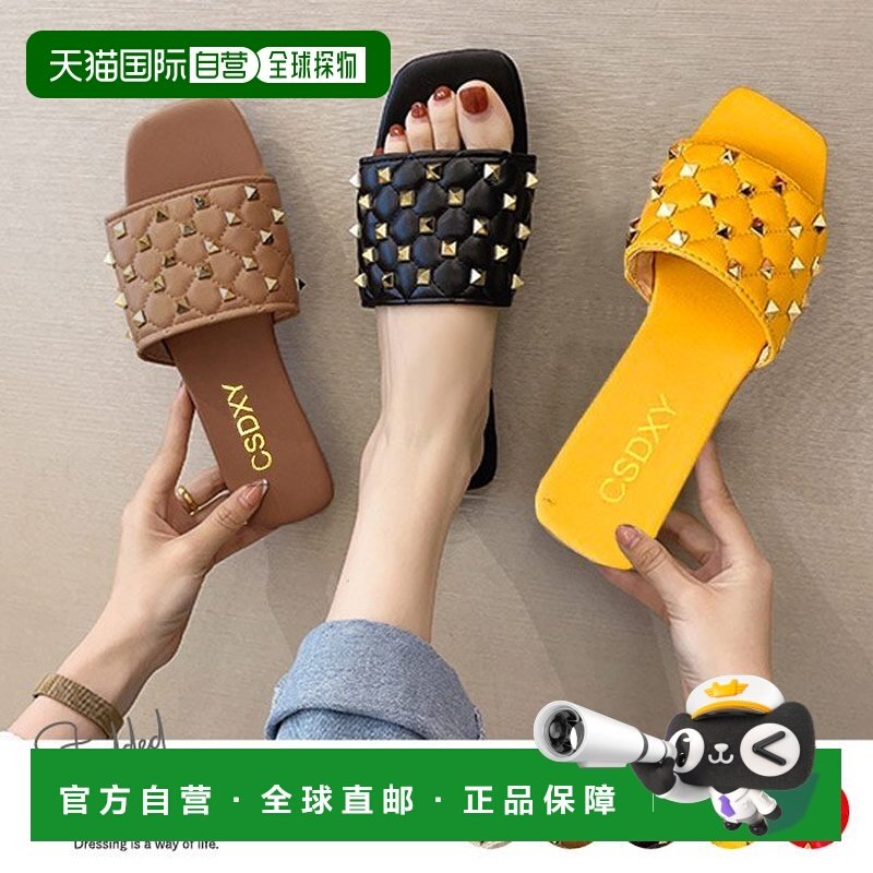日本直邮方头铆钉凉鞋平底舒适休闲女鞋bo-801,女鞋,一字带凉鞋,淘宝优惠券,粉丝福利购,淘宝优惠卷