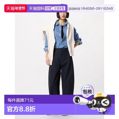日潮跑腿UNIQLO优衣库 女款针织直筒长裤较长 69 NAVY XS 477345