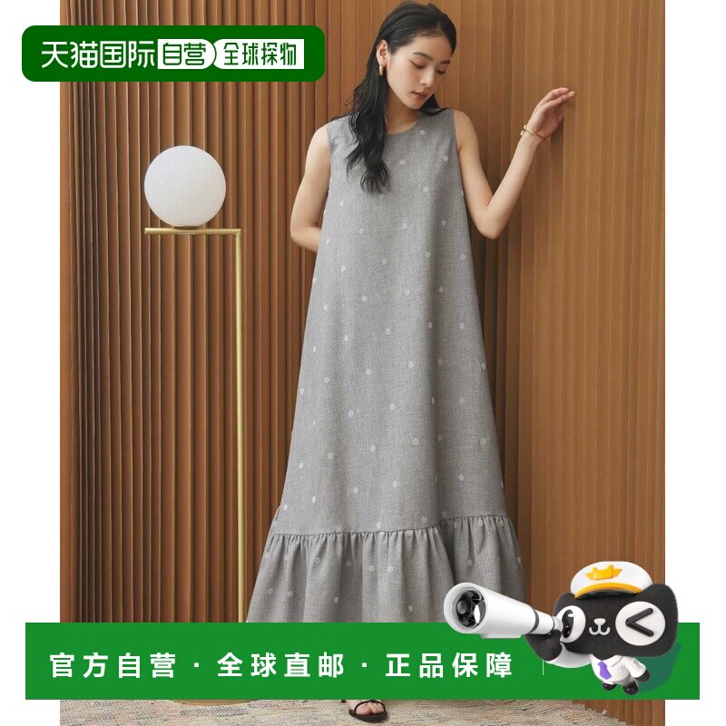 1h可退 日本直邮ELFRANK 女装 麻感抽褶无袖长裙连衣裙 effu976