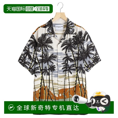 1h可退 日本直邮OMARHYTHM TEXTILE 男士夏日棕榈树图案短袖衬衫
