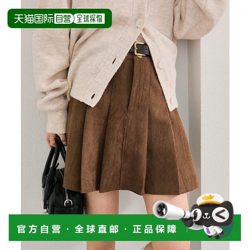 1h可退 日本直邮mystic女士宽松A字褶皱迷你裙附可调腰带 MYZ1052