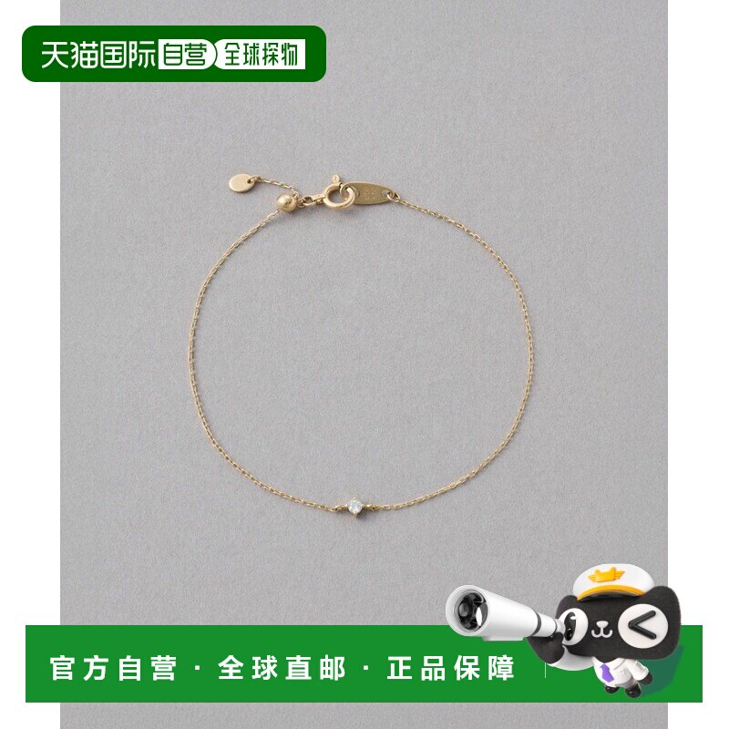 日本直邮ete 女士 K10黄金 一粒钻石 手链 简约设计 可调节 75051