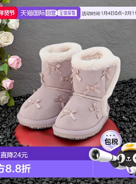 日本直邮日潮 petit main儿童蝴蝶结侧边拉链毛绒靴9654410雪地靴