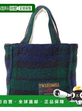 1h可退 日本直邮TWEED MILL 女士 格纹拼接手柄 方形托特包 13610
