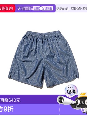 1h可退 日本直邮BEAMS PLUS MIL 运动短裤 NYCO 靛蓝色棉麻放射印
