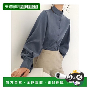 1h可退 日本直邮JUNOAH 立领浆洗衬衫泡泡袖新款长袖通勤