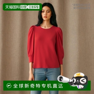 日本直邮ANAYI 10241816 女士轻薄高级光泽感棉质透明袖 褶皱上衣