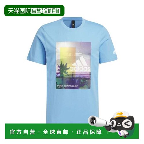 日本直邮adidas M PALM TREE T恤 半蓝爆裂