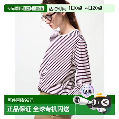 日本直邮Uniqlo 无 柔软棉圆下摆长袖带边T恤 [无] 484196优衣库